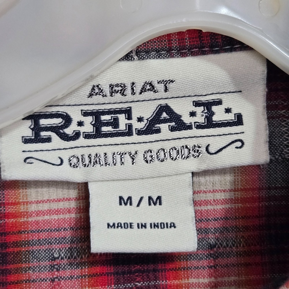 Ariat Real Womans Size M Plaid L/S Western Shirt Embossed metal snaps Cowgirl - Picture 4 of 12
